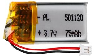 3.7V Lipo-Akku, 3.7V 75mAh 501120 Lithium Polymer Ionen mit 2P-PH-Anschluss mit 2.0 mm Rastermaß