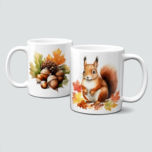 online-hut - Tasse - Kaffeebecher - Lieblingstasse - mit süßem Eichhörnchen auf Ast - LT-447