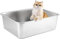 HOUSLUX Katzenklo Robuste Katzentoilette Niemals Gerüche, Rostfrei, Antihaft Glatte Oberfläche, Edelstahl Katzenklo Großes Fassungsvermögen für Leichtere Reinigung
