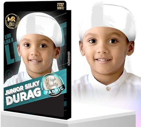 Junior Silky Durag for Kids - White - 7727