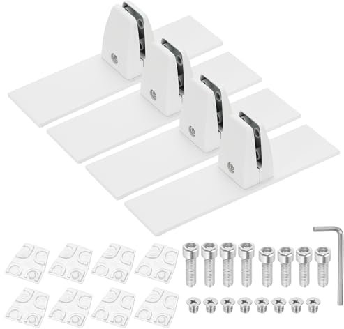PATIKIL 1.8x1.3x2.5 Desk Divider Support Clamp, 4 Pcs Aluminum Desk Shield Clamp Desk Divider Partition Clamp Sneeze Guard Clamp Bracket for Office Home Desk Panel, White