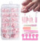 120 Stück Falsche Fußnägel Kit - Französisch Natürliche Künstlich Zehennägel zum Aufkleben - Vollständige Abdeckung Falsche Zehennägel Set, Fake nails für Nail Art DIY (Pink French)