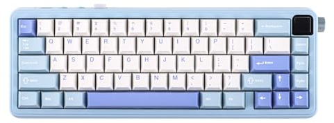 EPOMAKER HE65 MEC Wireless Mechanical Keyboard with Screen and Knob, 2ms Latency, RGB Backlight, Gasket Mount, Hot Swappable, N-Key Rollover (White, Flamingo Switch)