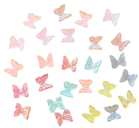 AEIOPRS 50 Pcs 8.5x7mm Mikro Schmetterling Resin Sortiert Bunte Kleine Schmetterlinge Deko Mini Miniaturen Puppenhaus Zubehör 3D Schmetterling Nagel Charms Landschaftsdekorationen