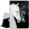 Dikoer for Amazon Kindle Fire HD 8 (8th/7th/6th Generation, 2018/2017/2016 Release) 8 Tablet Case, Slim Kickstand Stand Leather Smart Cover with Auto Wake/Sleep, White Black Horse