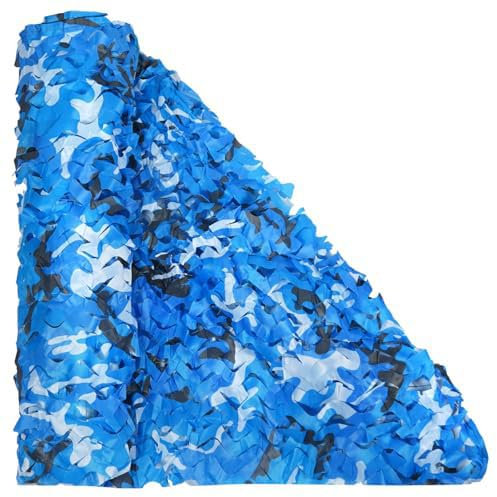 Filet Camouflage Bleu,210D Filet De Camouflage Renforcé Filets Militaire Couverture pour Parfaits Chasse d'ombrage, Cbamouflagdbe Décoration,Terrasse Protection Solaire, 2X3 4X6 (Bleu, 2x3m)