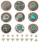 PandaHall 18 set di rivetti in pelle con borchie a vite turchesi rivetti decorativi borchie in pelle con bottone argento antico borchie decorative per borse scarpe in pelle artigianato cintura