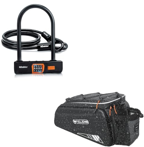NDakter Bike Lock,Keyless Heavy Duty Combo Bike D Locks with 5FT/1.2M High Security Steel Cable，Anti-Theft Combination Bicycle U Lock for Road Bike,Ebike, Electric Bike, Scooter, Mountain Bike