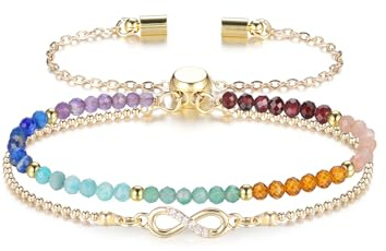 CrystalTears 7 Chakra Heilstein Armband Unendlichkeit Symbol Infinity Goldene Armkette Damen Edelstein Charms Schmuck Geschenk