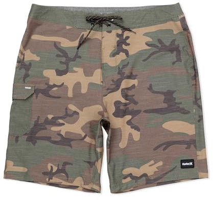 Hurley Men's Phantom Eco Weekend Slub Cargo 20in Outseam Boardshort, Olive Camo - Cargo, 32IN