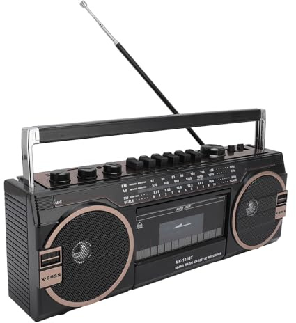 Masyrt -Retro-Kassettenspieler, AM-FM-SW-Radio, UKW-Radio mit USB-Recorder-Speicherkartensteckplatz, Vintage-Kassettenspieler mit Stereolautsprechern und -Konnektivität (EU-Stecker)