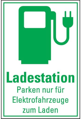 KSIGN Hinweisschild Ladestation Elektrofahrzeug, mit Piktogramm, Kunststoff, 200x300mm