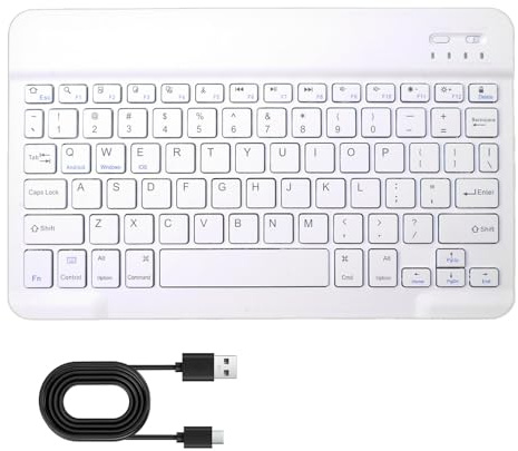 Universal Ultra Slim Bluetooth Keyboard Wireless Tablet Keyboard UK Layout | Rechargeable Portable Keyboard, Slim Design, Compatible with iPad, Samsung Tab, Lenovo Tablets, iOS, Android Windows Devices