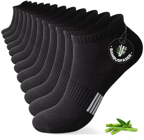 FALARY Bambus Sneaker Socken Herren Damen 6/12 Paar, Atmungsaktive Antibakterielle Socken, Kurz Sportsocken Laufsocken