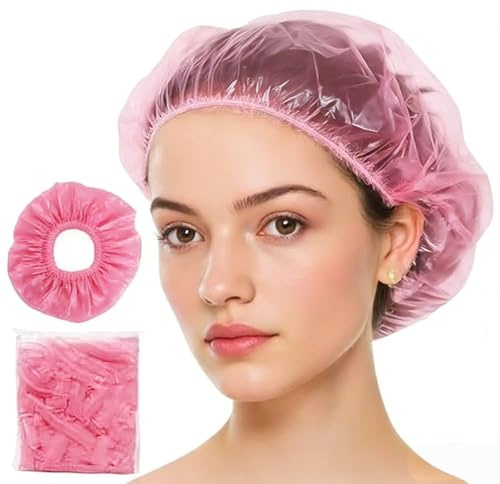 100 Pcs Disposable Shower Caps, 42cm Large Waterproof Shower Cap, Elastic Shower Caps,Hair Cap for Women, Home, Spa, Salon,Hotel and Travel