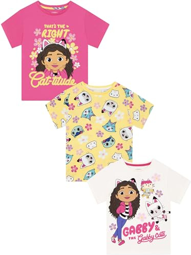 Gabby’s Dollhouse 3er-Pack T Shirt Mädchen, Tshirt Kinder und Mädchen Kleidung mit Gabby & Katzen