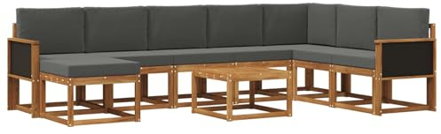 vidaXL Outdoor-Sofagarnitur mit Kissen 9 pcs Natur und Anthrazit, Moderne Garten-Sofaset, wetterresistent, Lounge für den Garten, Akazienholz, Bequeme Sitzgelegenheit draußen