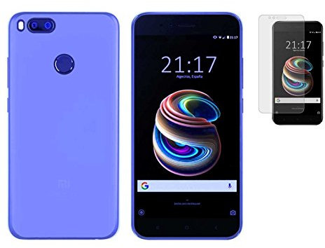 Todobarato24h Funda TPU Lisa Azul Compatible con Xiaomi MI A1 MI 5X MI5X (5.5) + Protector Cristal Templado