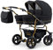 Zwillingswagen. 2 x Buggy, 2 x Babywanne, 2 x Babyschale. Schwarz