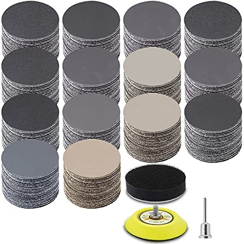 187 PCS 3 Inch Sanding Disc, GOH DODD Wet Dry Sandpaper Headlight Restoration Kit with Backer 1/8 1/4 Inch Shank and Soft Foam Pad, 60 to 10000 Grits Sand Paper for Wood Auto Metal Glass Resin