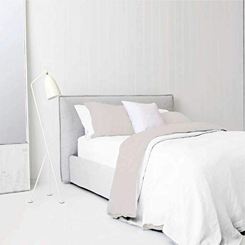 MB Warenhandel24 Bettenset Zubehör 4-Teilige Hochwertige Satin-Bettwäsche Uni Wende Weiss/Silber 2X 135x200 Bettbezug + 2X 80x80 Kissenbezug (Wende Weiss/Silber)