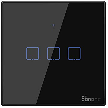 Interruttore Intelligente, SONOFF Touch T3 3gang Luce Controllo RF Wireless WiFi da Muro, Interruttore a 3 Canali per Soluzioni di Automazione della Casa Intelligente, Alexa(EU Type,1-way)