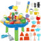 deAO 3-en-1 Table à Eau pour Enfants avec 26 Accessoires,Jouet de Jeu Sable et Eau,Jeux d'eau Exterieur pour Enfant,Jouets d'été pour Extérieur Jardin,Water Table pour Garçons et Filles