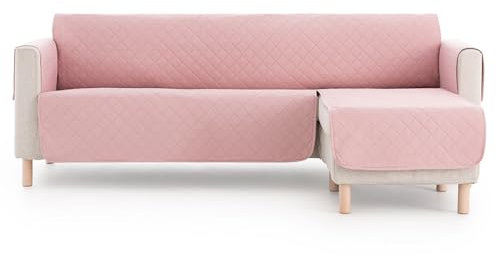 Lanovenanube - Housse de canapé d'angle matelassée Mallorca - Pratique réversible 200 cm - Couleur rose