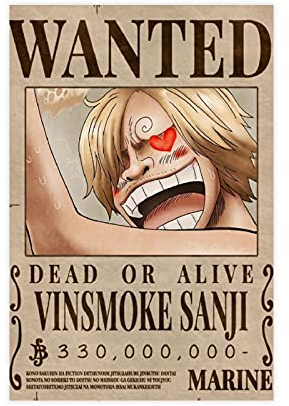 Leinwand-Poster Wanted Sanji Bounty Wanted, 20 x 30 cm, ohne Rahmen