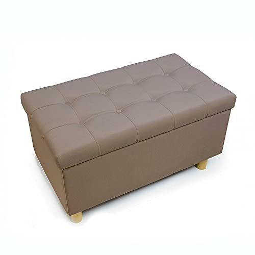 Comfort-Pur Leon Sitzbank Sitzpuff Pouf Sitztruhe mit Stauraum Aufbewahrungsbox (Beige)