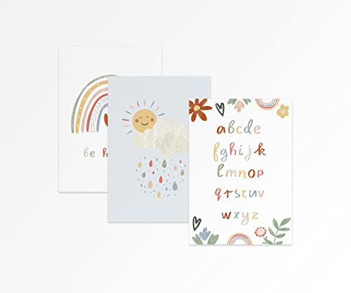 Ehrenkind® 3er Poster-Set A4 | Kinderzimmer-Poster | Baby-Poster | Nachhaltig Made in Germany Rainbow
