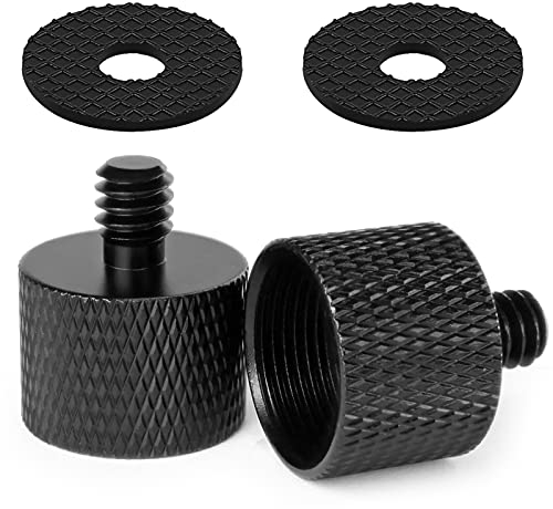 Frgyee Mikrofon Schrauben Adapter mit Gummipolster, Gewindeadapter 5/8 Weiblich auf 1/4 Männlich für Mikrofon Stand, Kameramonitor, Stativ, Mikrofonstativ 2 Stück