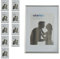 Relaxdays 2 x Bilderrahmen, Din A4, Passepartout 15x20 cm, Glasscheibe, Fotorahmen zum Stellen & Hinhängen, Rahmen, Silber