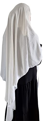 Yaqeen XL Khimar Dreieck Jazz Hijab für Muslima Kopftuch islamisches Gebetskopftuch, weiss