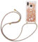 HomiTunky Handykette für Huawei P20 Lite Hülle mit Band,Silikon Durchsichtig Transparent Flüssig Glitzer mit Kette Kordel Bumper Treibsand Necklace TPU Schutzhülle Huawei P20 Lite Case,Golden