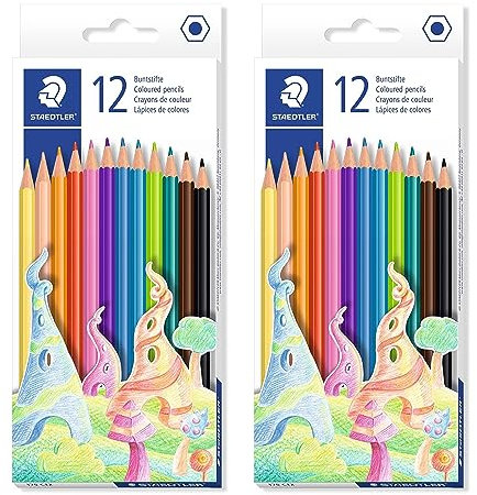 STAEDTLER 175 C12 Wood-Free Coloured Pencils - 24 Pencils - 12 Colours