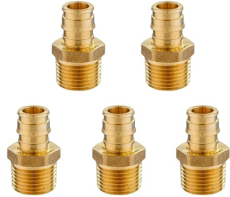 PEX-A Erweiterungsarmaturen, 3/4 Zoll PEX x 2,5 cm NPT-Adapter, PEX ASTM F1960 Außengewindeadapter für Pex A-Schläuche, 5 Stück