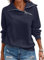 Cuptacc Maglia Termica Donna Mezza Zip Scollo a V Felpe Senza Cappuccio Maniche Lunghe Casual Classico Sweatshirt Blu Navy, Medium M 38-40