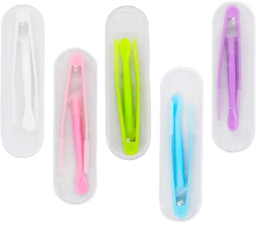 PurYupearl 5-Compartment Multicolor Geometric Contact Lens Tool Case Set with Soft Tip Applicator, Zipper Closure, Strap Handle, for Contact Lens Users