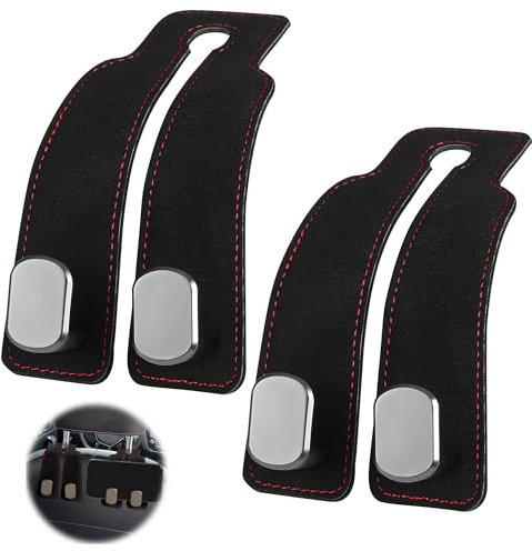 BOENFU 2 Pack Car Seat Hooks, Car Seat Back Storage Hook for Headrest, Car Bag Hook Double Car Hook, Auto Seat Hook Hangers Car Seat Organizer Hooks (Black-2 Pack)
