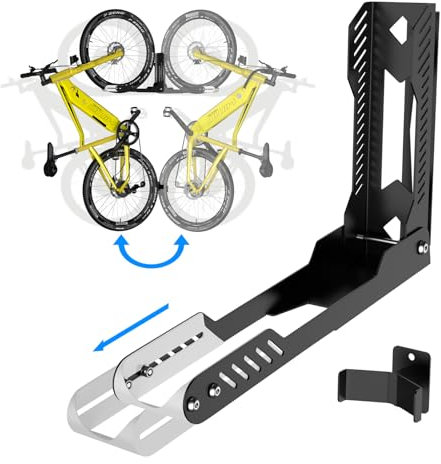 IMAYCC Schwenkbare Fahrrad Wandhalterung,Vertikal Einstellbarer Faltbarer Wandhalterung Fahrrad, Kein Heben Platzsparend Fahrradhalterung Wand, MTB & Rennrad Fahrradständer Wand, Ideal für Garagen.