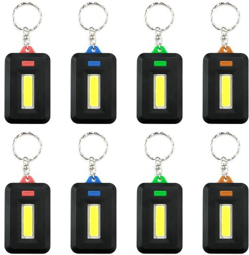 Joycabin 8 pezzi torcia a LED portachiavi per bambini, mini torcia COB piccola torcia a mano con 3 modalità, torcia portatile per campeggio, emergenze, compleanno bambini, regali di festa