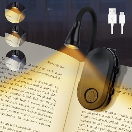 Luz de Lectura,Luz Para Leer Libros en La Cama USB Recargable de 360° Flexible,portable 3 couleurs dimmable LED Lampara Libro Parfait Pour Les Amateurs De Livres,Le Bureau,3 Farbtemperatur Modi