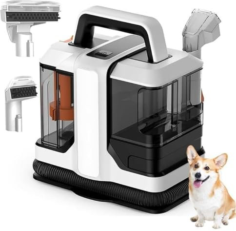 Nettoyeur de taches portable, pour tapis, canapés, voitures, lits pour animaux, escaliers, tissus d'ameublement, léger, compact, filaire, double réservoir amovible, aspiration puissante