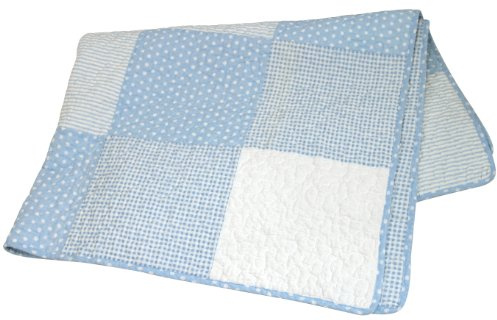 Stephan Baby Wendbare Steppdecke für Kinderbett, blau und weiß, Vintage-Punkte