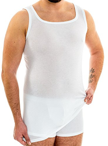 HERMKO 63027 Herren Tank Top Funktionsunterwäsche extralang, Größe:D 9 = EU 3XL, Farbe:weiß