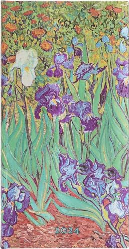 Paperblanks 12-Monatskalender 2024 Van Goghs Schwertlilien | Verso | Schlank (95 × 180 mm)