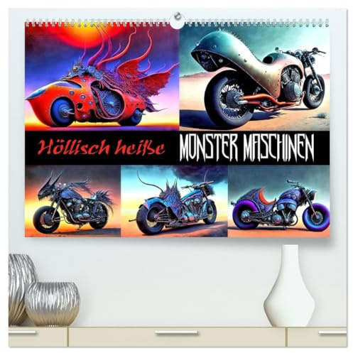 Höllisch heiße Monster Maschinen (hochwertiger Premium Wandkalender 2026 DIN A2 quer), Kunstdruck in Hochglanz: Teuflisch surrealistische Motorradfantasien (CALVENDO Mobilitaet)