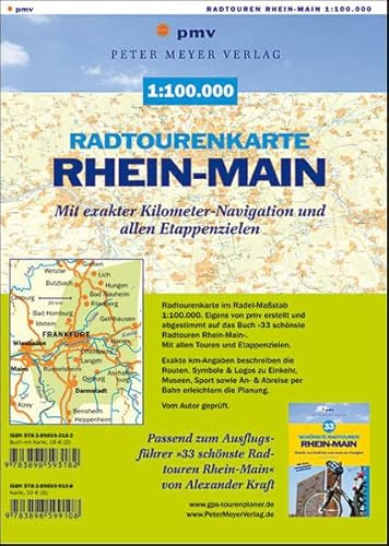 Radtourenkarte Rhein-Main 1:100.000: Mit exakter Kilometer-Navigation und allen Etappenzielen von '33 schönste Radtouren Rhein-Main'