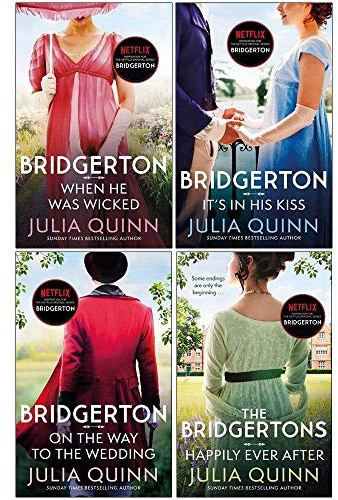 Julia Quinn Bridgerton Family Series 6-9: 4 Collection Books Set (When He Was Wicked, It's In His Kiss, On The Way To The Wedding, The Bridgertons: Happily Ever After)